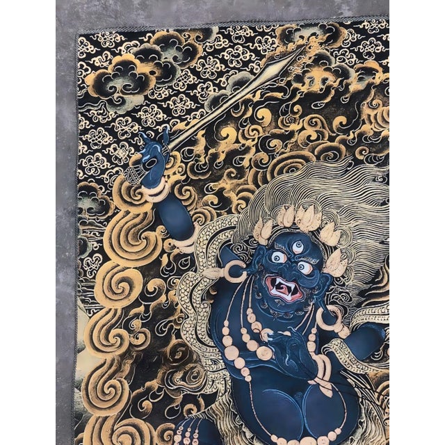 "W-60cm,H-90cm This Xizang Embroidery and Brocade Thangka Buddha Painting is a handmade spiritual home decor piece...