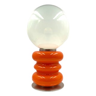 Space Age Orange Murano Glass Table Lamp, Italy, 1970s For Sale