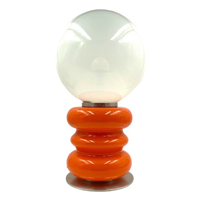 Space Age Orange Murano Glass Table Lamp, Italy, 1970s For Sale