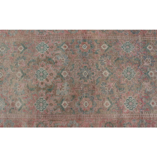 Early 20th Century Antique Turkish Oushak Runner With Vibrant Floral Patterns in Soft Pastel Tones 3'1 X 10'1 For Sale - Image 5 of 10