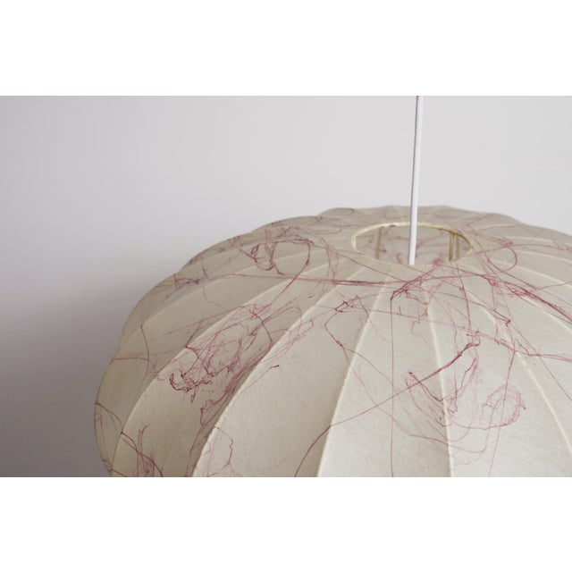 Cream Mid-Century Modern Italian Coccoon Pendant Lampshade in Resin, 1960s For Sale - Image 8 of 18