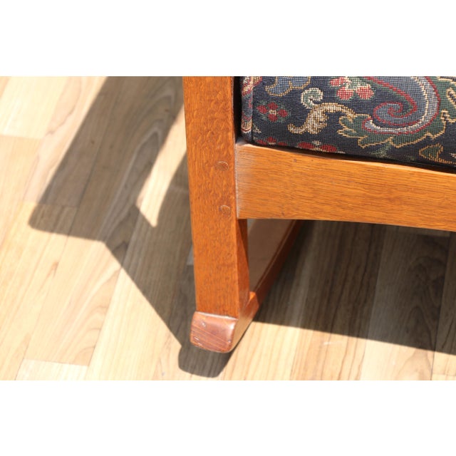 1940s Mission Style Solid Oak Rocking Chair | Arts & Crafts Wooden Rocker For Sale - Image 15 of 18