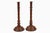 Pair of tall mahogany turned and weighted candlesticks, the column with ring and vase turnings, ball shape at base and a...