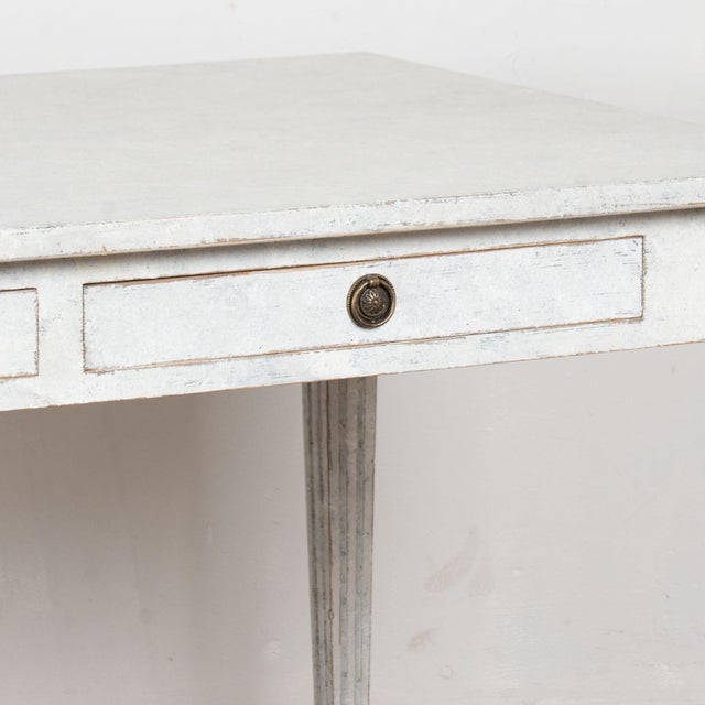 19th Century Swedish Gray Painted Two-Drawer Table or Writing Desk For Sale - Image 11 of 13