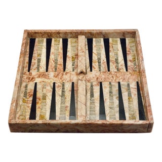 Early 20th Century Pink, Black and Green Marble Backgammon Board For Sale