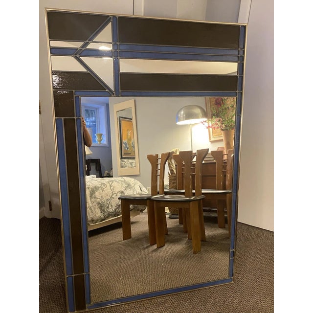 1970s 1970s Monumental Stained Glass Art Deco Revival Mirror For Sale - Image 5 of 13