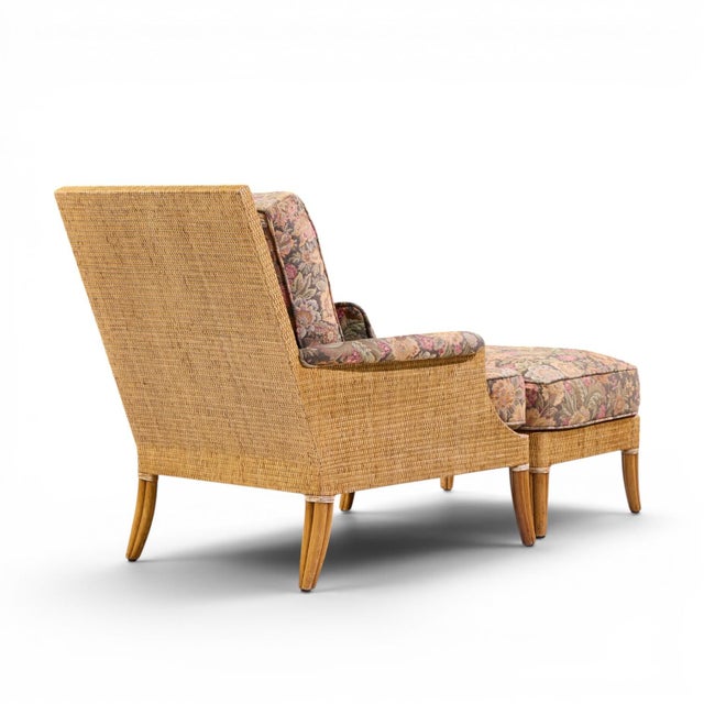 Wood McGuire Umbria Rattan and Wicker Lounge Chair With Ottoman For Sale - Image 7 of 10