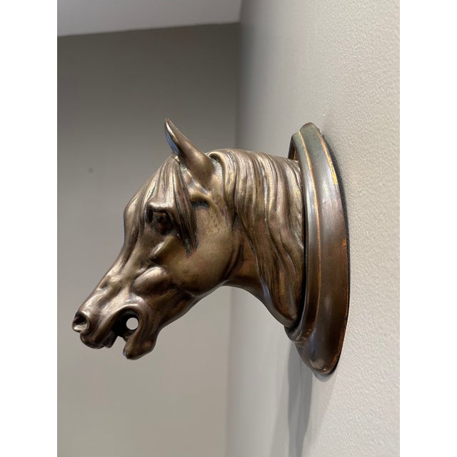 Mid 20th Century Vintage French Mid-Century Metal Horse Head Wall Mount For Sale - Image 5 of 12