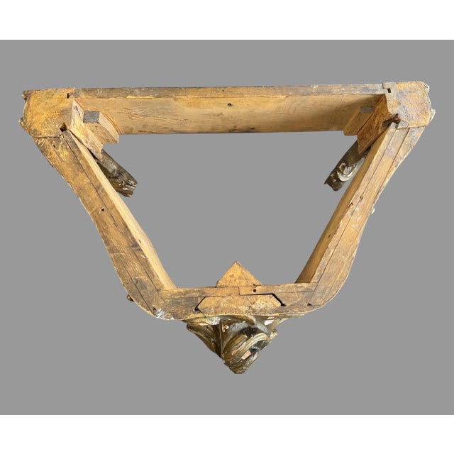 Antique Italian Carved & Gilt Decorated Marquetry Floral Inlay Top Console Hall Table For Sale - Image 11 of 11