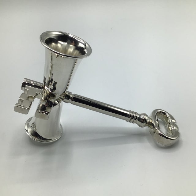 Godinger Silver Plated Skeleton Key Jigger/Bottle Opener and Skeleton Key Corkscrew-Set of 2 For Sale In Sacramento - Image 6 of 12