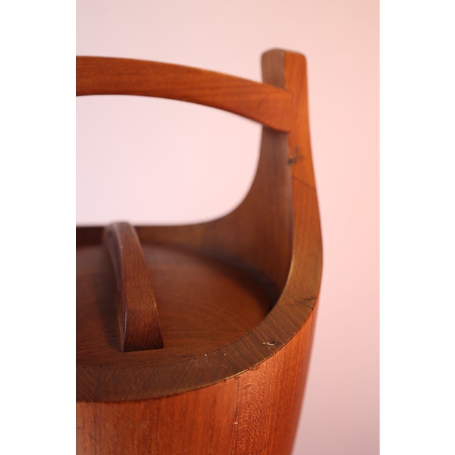 Vintage Dansk Teak Ice Bucket - Jens Quistgaard - Original Orange Liner For Sale - Image 11 of 14