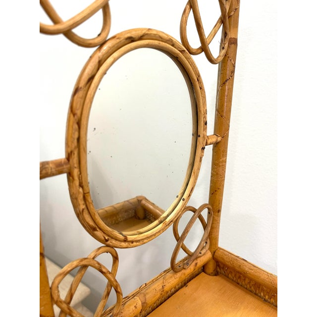 Mid-Century Tortoise Rattan Tabletop Mirror With Shelf For Sale - Image 11 of 12