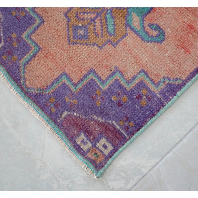 Hand Knotted Door Mat, Entryway Rug, Bath Mat, Kitchen Decor, Small Rug, Turkish Rug - 1′4″ × 2′11″ For Sale - Image 9 of 15