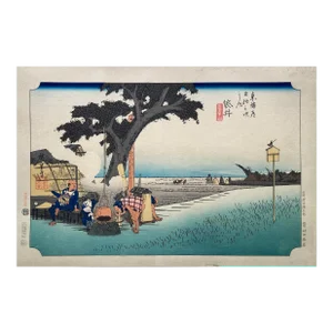'Tea Stall at Fukuroi', After Utagawa Hiroshige 歌川廣重, Ukiyo-E Woodblock, Tokaido
