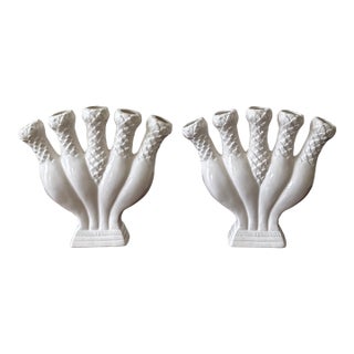 Vintage White Ceramic Tulipiere--a Pair For Sale