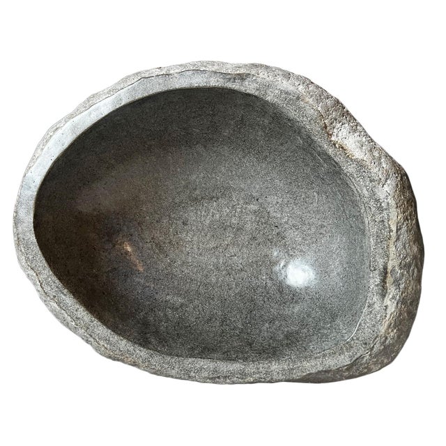 Contemporary Vintage XL River Stone Boulder Bowl For Sale - Image 3 of 5