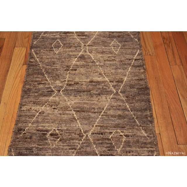 Moroccan Nazmiyal Collection Brown Modern Moroccan Design Runner Rug For Sale - Image 3 of 7