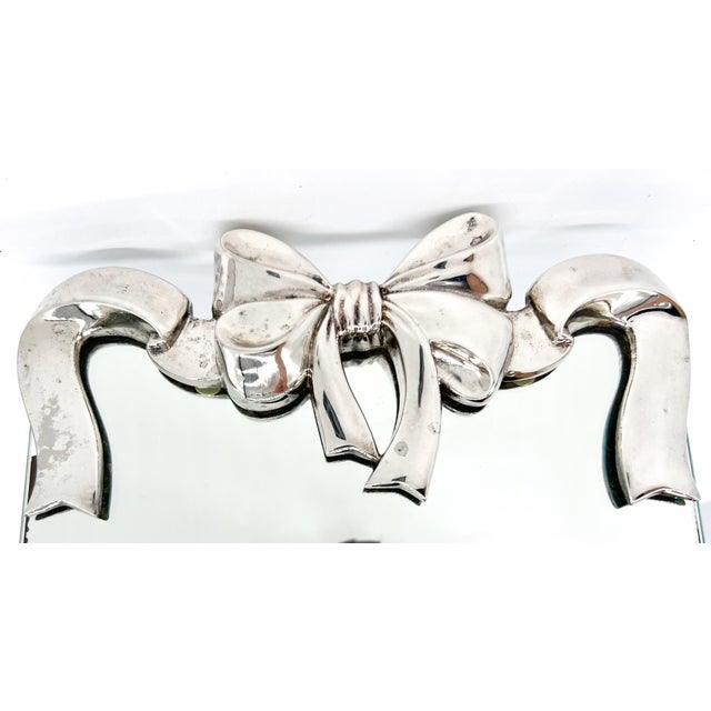 1980s Godinger Silver-Plated Bow & Ribbon Mirrored Vanity Tray — Hollywood Regency / Traditional / Shabby Chic For Sale - Image 17 of 18