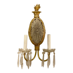 Antique French Bronze & Crystal Beaded Sconce