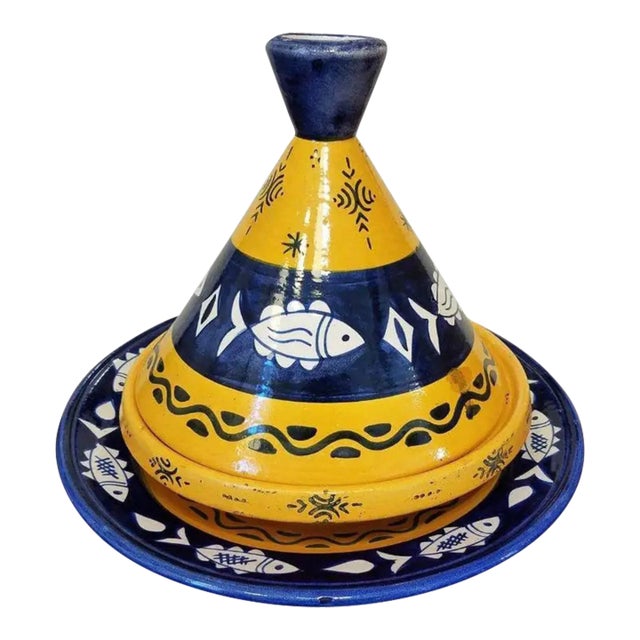 3pc. Large Decorative Moroccan Tagine Pot For Sale