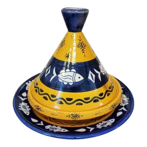 3pc. Large Decorative Moroccan Tagine Pot