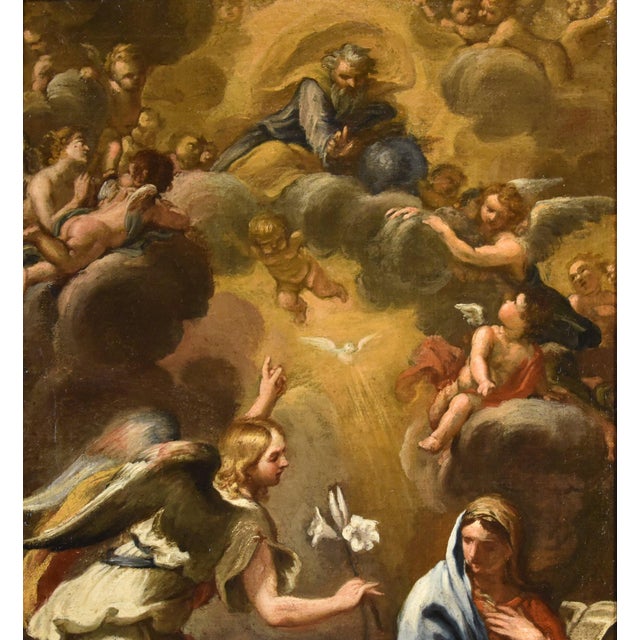 17th Century Ferri, Annunciation, 1600s, Oil on Canvas For Sale - Image 5 of 14