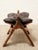 Vintage Leather Saddle Stool With Tufted Seat and Sculptural Wood Frame as Found For Sale - Image 11 of 12