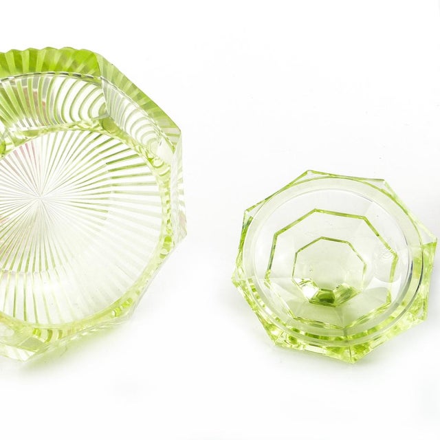 Chartreuse Art Deco Candyer from Zawiercie Glassworks, 1950s For Sale - Image 8 of 15