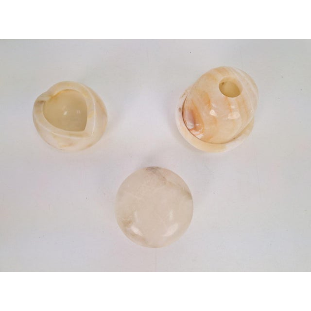 Alabaster Ashtray, Candleholder and Tray, 1970s, Set of 3 For Sale - Image 4 of 6
