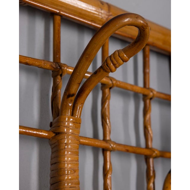 Wood Vintage Italian Bamboo Wall Coat Rack, 1960s For Sale - Image 7 of 10