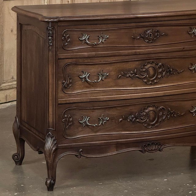 Wood Pair Antique French Louis XV Walnut Commodes ~ Chests of Drawers For Sale - Image 7 of 17