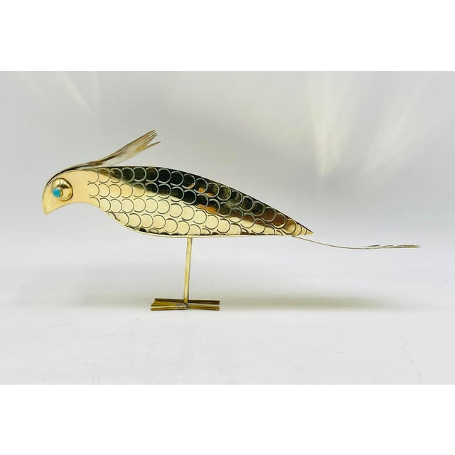 Vintage Brass Bird Sculpture by Oswaldo Guayasamín, Signed, Latin American Art For Sale - Image 4 of 18