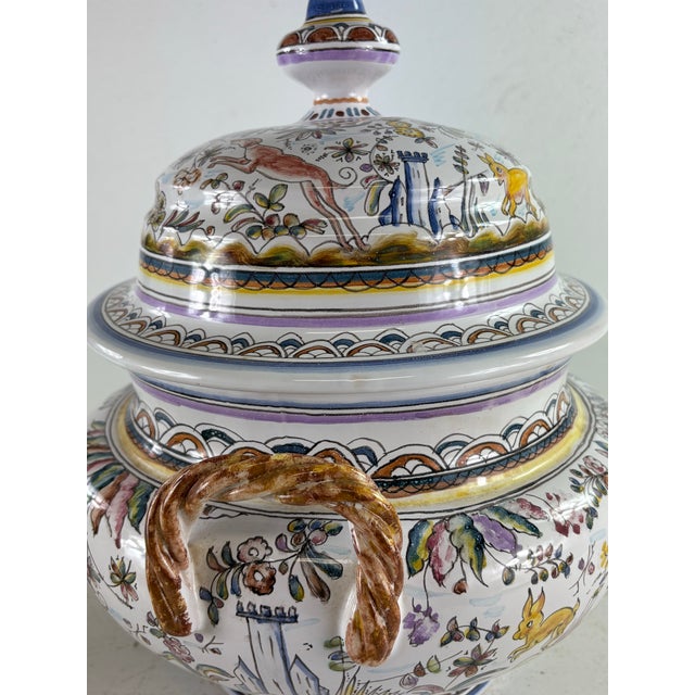 Ceramic Mid 20th Century Hand Painted Portuguese Serving Bowl For Sale - Image 7 of 11