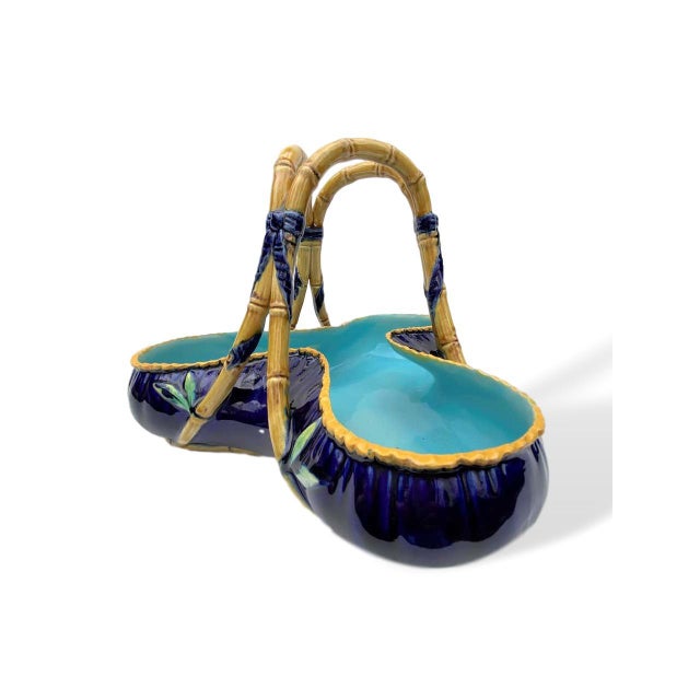 George Jones George Jones Majolica 'Rose Basket' in Cobalt Blue, Circa 1872 For Sale - Image 4 of 11