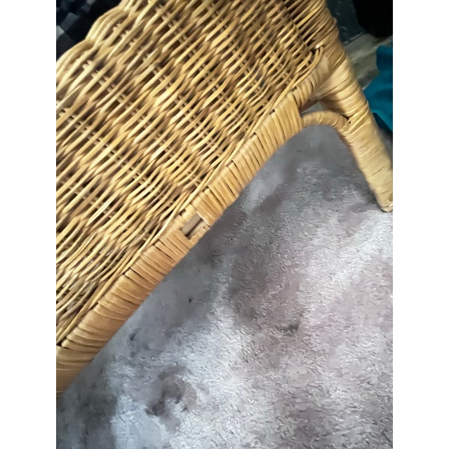 Vintage Honey Wicker Barrel Back Loveseat Bench, Circa 1980s–90s For Sale - Image 12 of 12