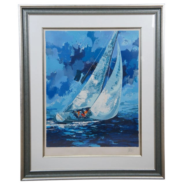 1977 Wayland Moore Americas Champion Sailboat Serigraph, Framed For Sale - Image 13 of 13