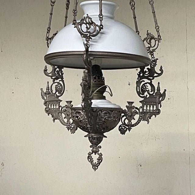 Vintage Oil Pendant Lamp, 1920s For Sale - Image 4 of 16