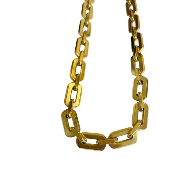 Vintage Signed Trifari Gold Tone Link Chain Necklace For Sale - Image 4 of 6