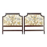 Pair of Very Fine Cerused Mahogany New Upholstery Twin Size Headboards Beds MINT For Sale