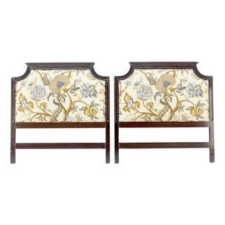 Pair of Very Fine Cerused Mahogany New Upholstery Twin Size Headboards Beds MINT For Sale