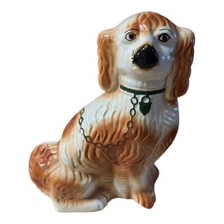 Antique Decorated Staffordshire Spaniel Dog, Circa 1860's For Sale