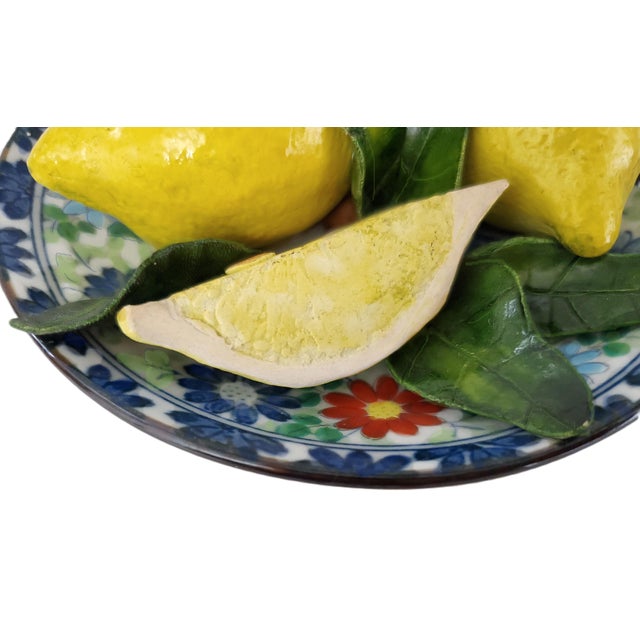 Ceramic Vintage Christine Viennet Trompe l'Oeil Plate With Lemons For Sale - Image 7 of 9