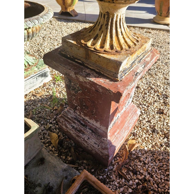 Large Cast Iron Garden Vases on Terracotta Bases, 19th Century, Set of 4 For Sale - Image 14 of 18