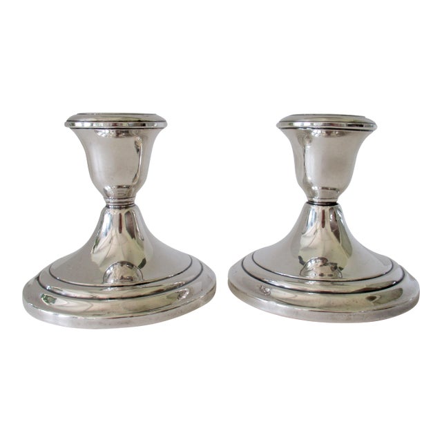 Vintage Circa 1950s Gorham Silversmith Co., Sterling Candle Holders- A Pair For Sale