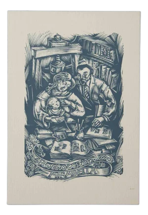 Ex Libris Alessio Costantino Mirabella, Original Woodcut, 20th-Century