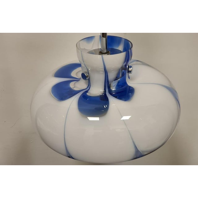 Space Age Hanging Light in Blue and White, 1980s For Sale - Image 5 of 15