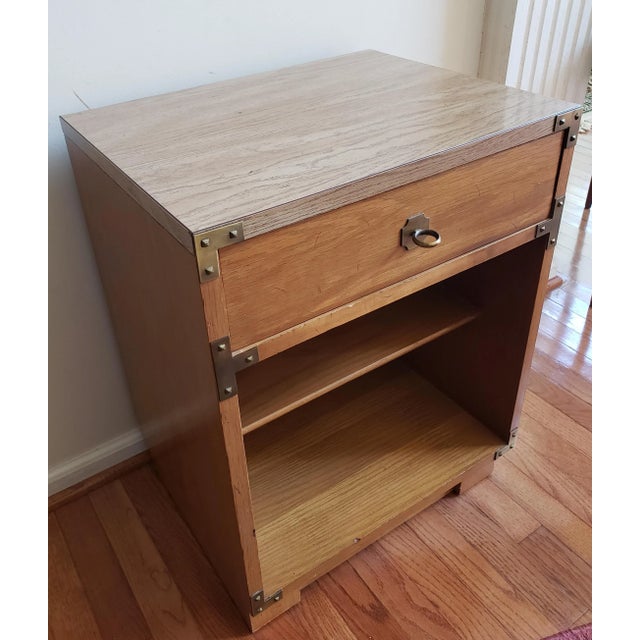 Drexel 1960s Drexel Campaign Style Nightstand For Sale - Image 4 of 9