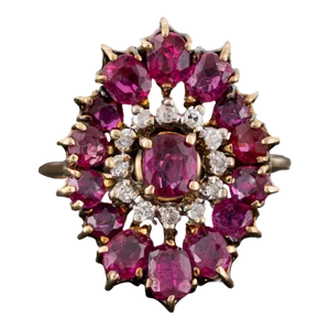 Gia Certified Antique Edwardian Ruby Diamond 14k Gold Anniversary Engagement Ring Size 5.5