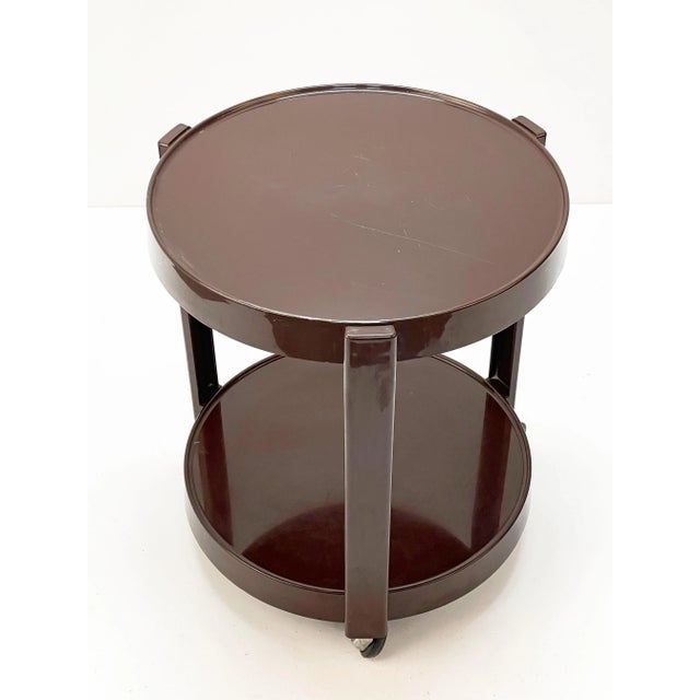 Mid-Century Italian Round Brown Plastic Bar Cart with Two Shelves, 1970s For Sale - Image 11 of 17