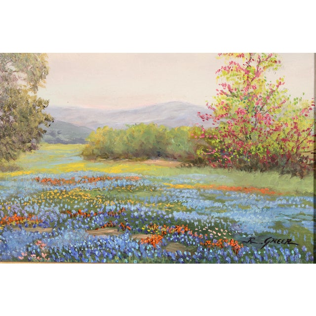 Blue Painting of Texas Blue Bonnets by Ruth Greer (1936-2004) For Sale - Image 8 of 12